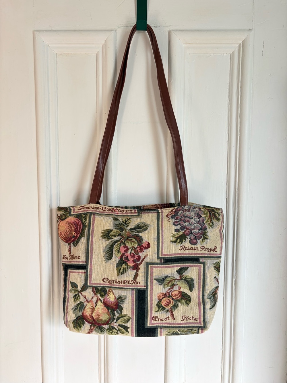 Vintage Tapestry Floral & Fruit Patchwork Tote Bag